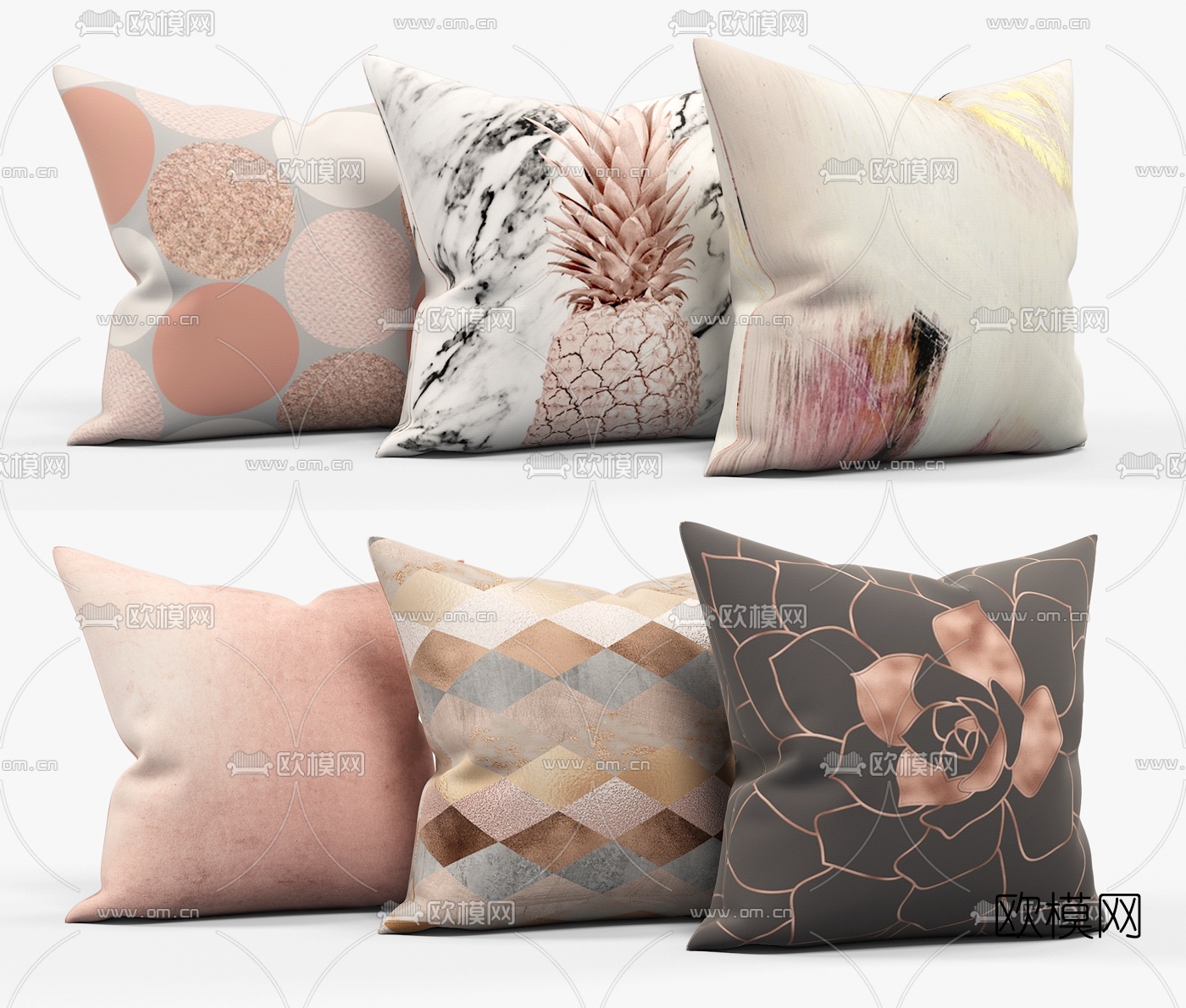 现代布艺抱枕3d模型下载