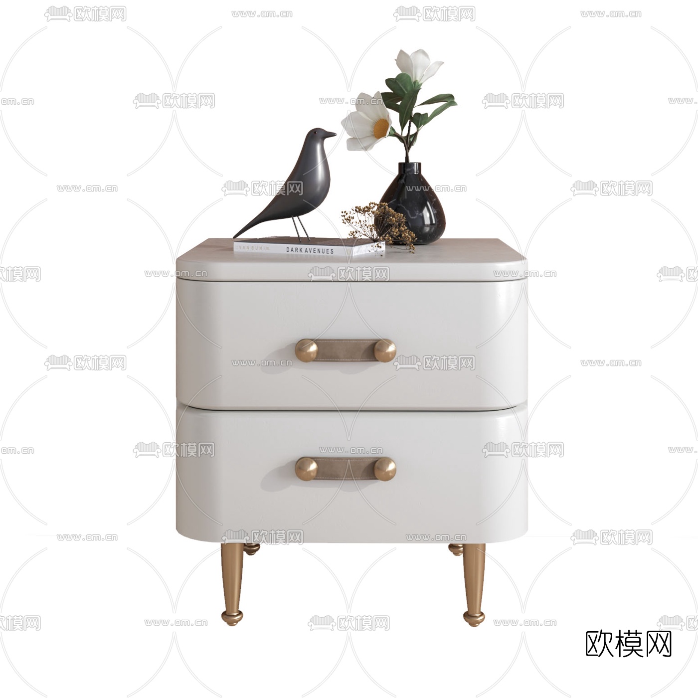 现代轻奢床头柜3d模型下载（渲染图2）