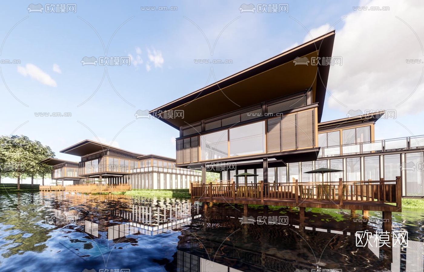 新中式学校鸟瞰su模型下载（渲染图5）