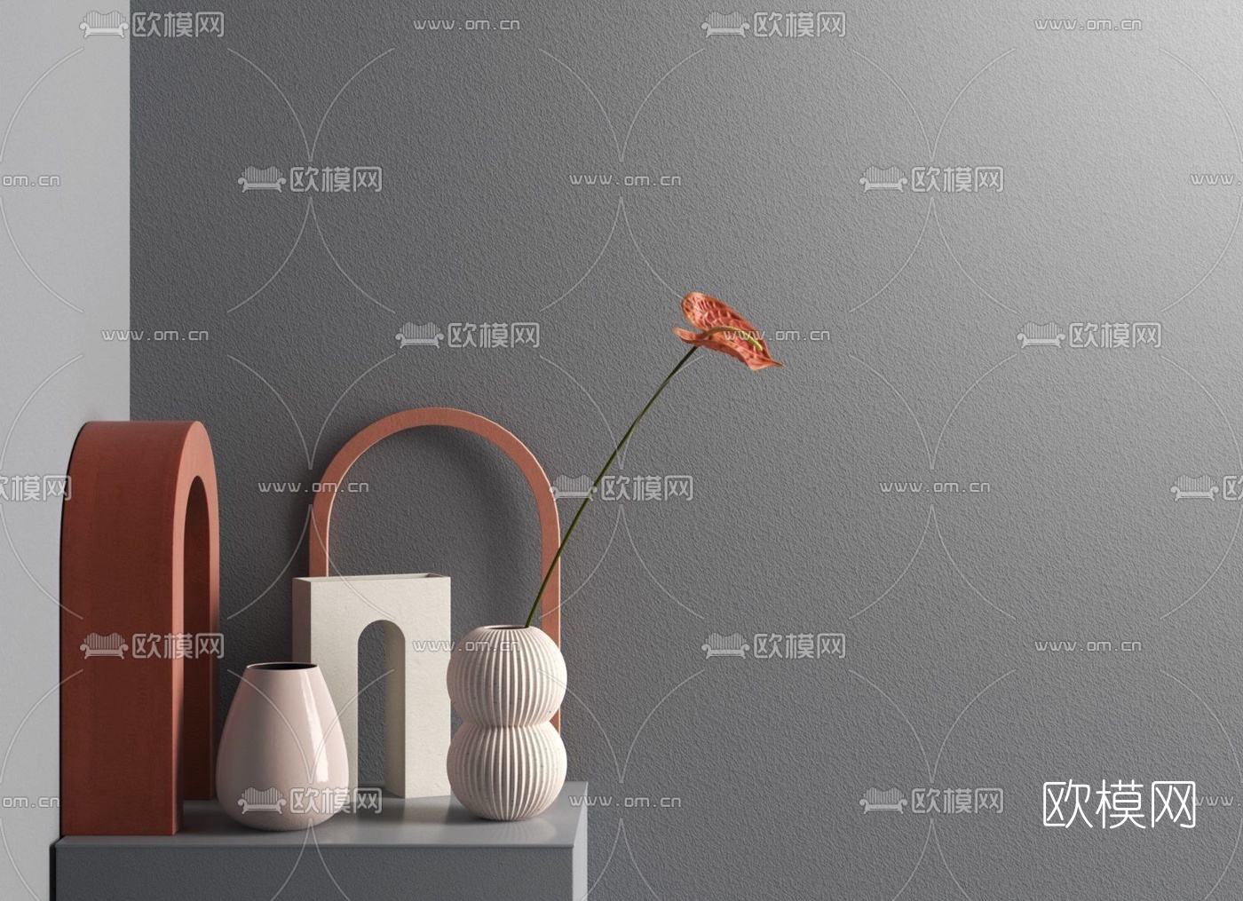 北欧花瓶插花陈设摆件3d模型