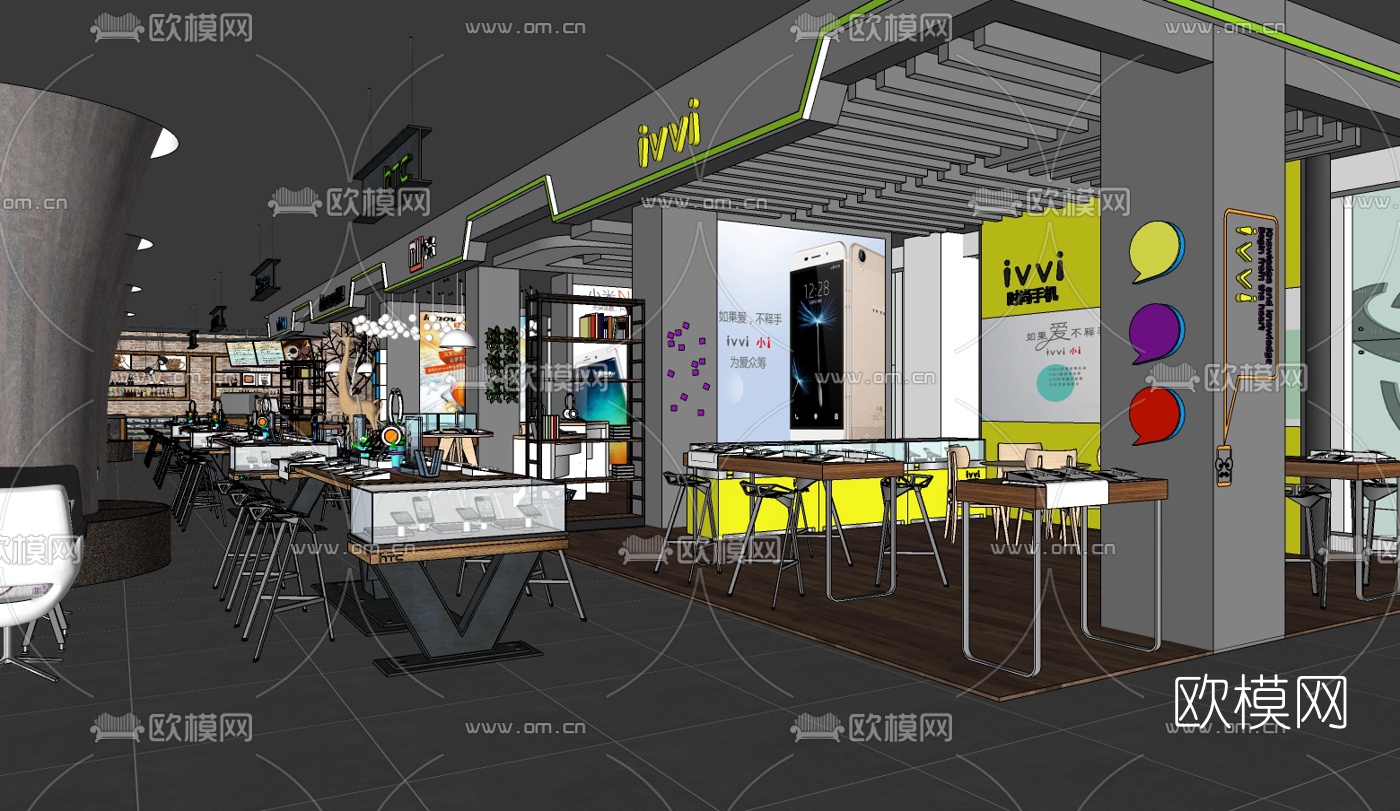 现代手机数码专卖店su模型