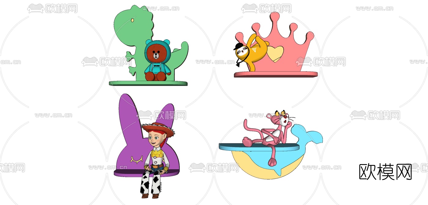 现代儿童卡通壁灯su模型下载（渲染图2）