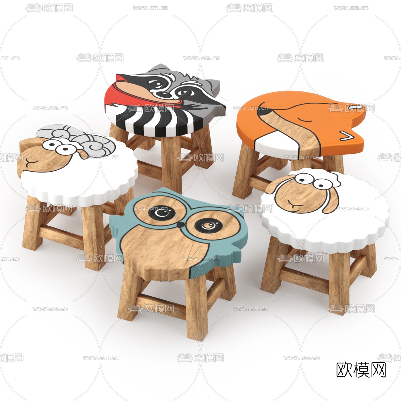 现代儿童卡通桌椅3d模型