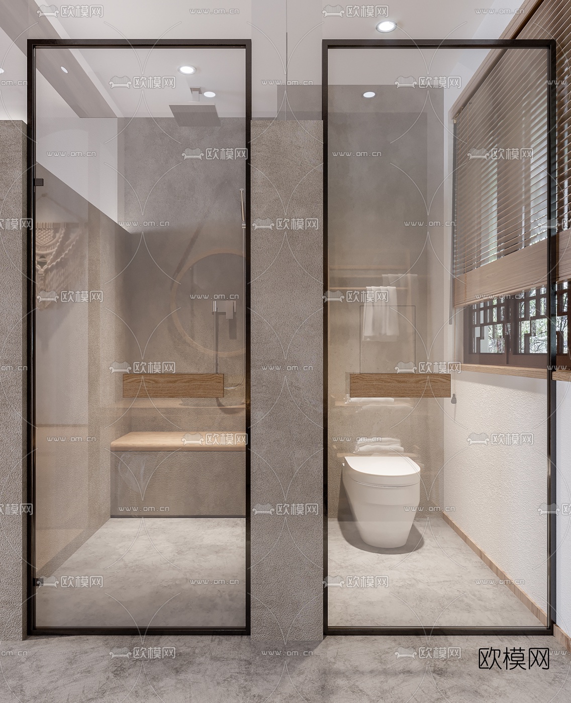 自然风卫生间浴室3d模型下载（渲染图3）