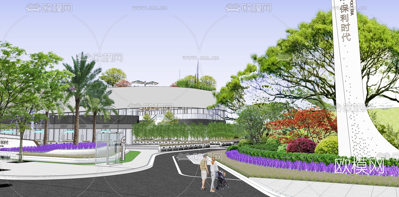 现代商业中心鸟瞰su模型下载（渲染图2）