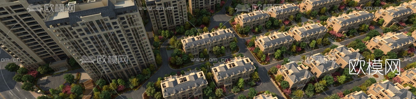 现代小区鸟瞰规划3d模型