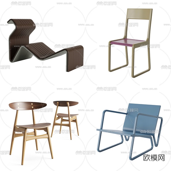 现代休闲椅躺椅3d模型下载