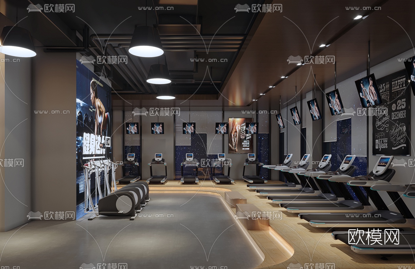 现代健身房3d模型
