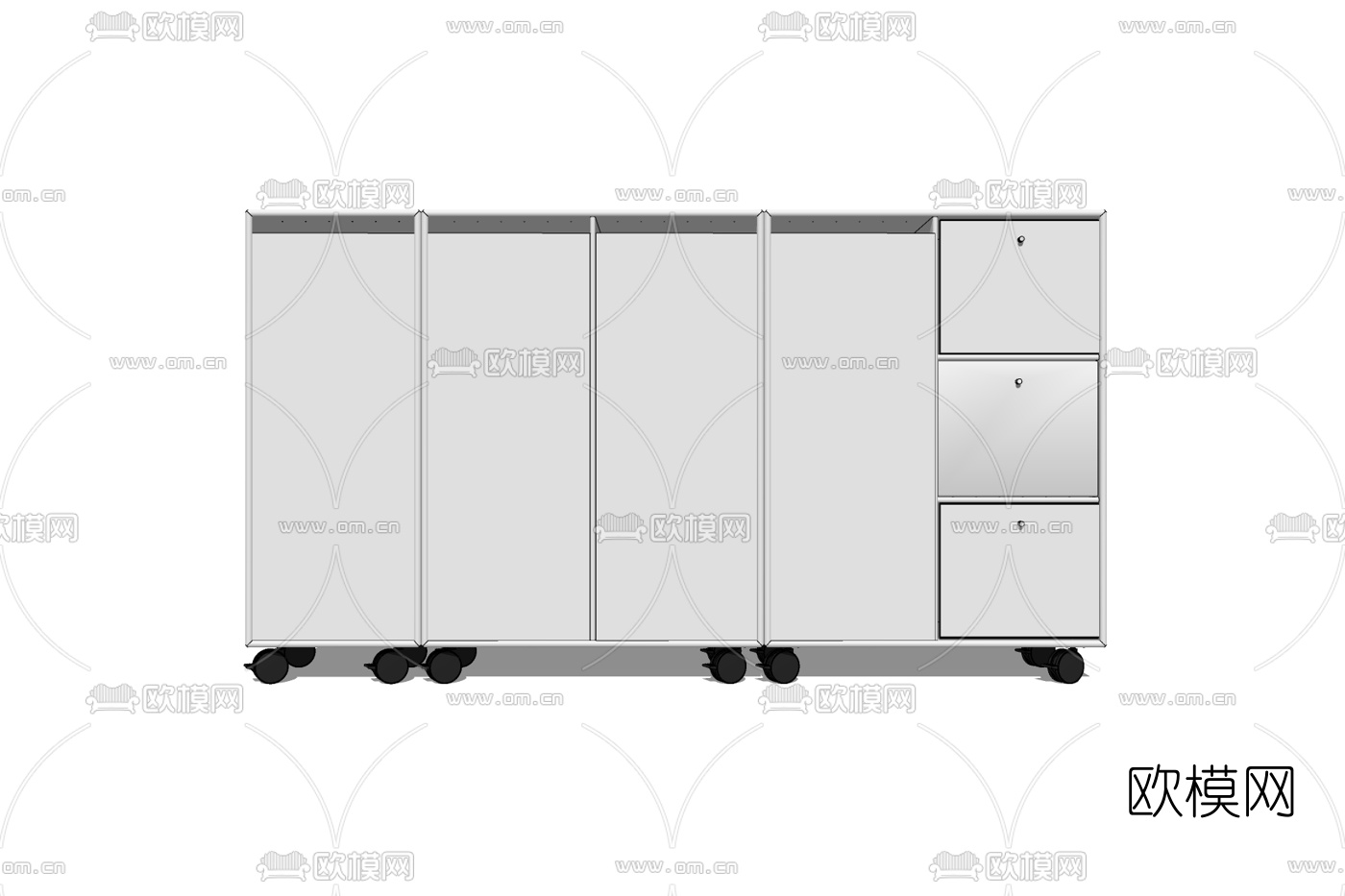 现代实木边柜免费su模型下载