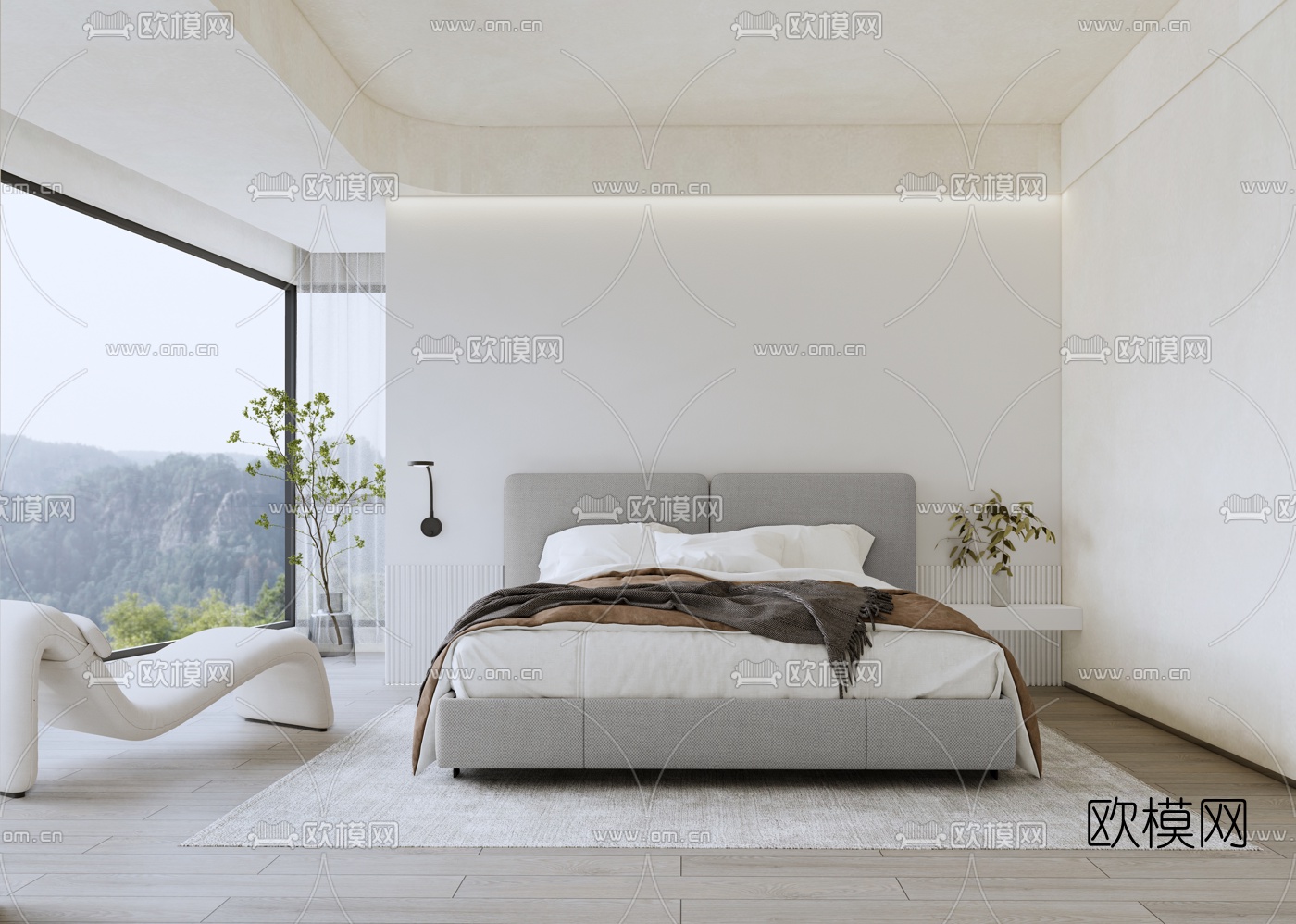 侘寂卧室su模型下载（渲染图1）