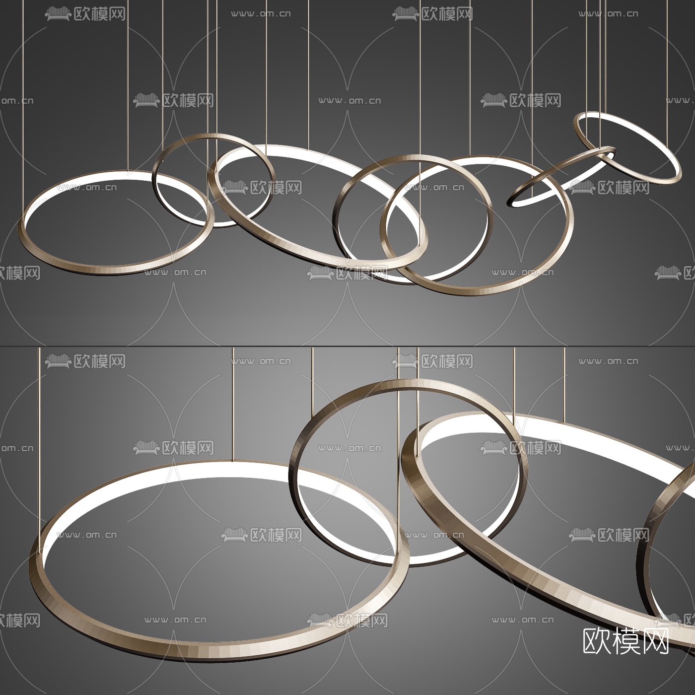 现代环形金属吊灯3d模型-免费3dmax模型库-欧模网