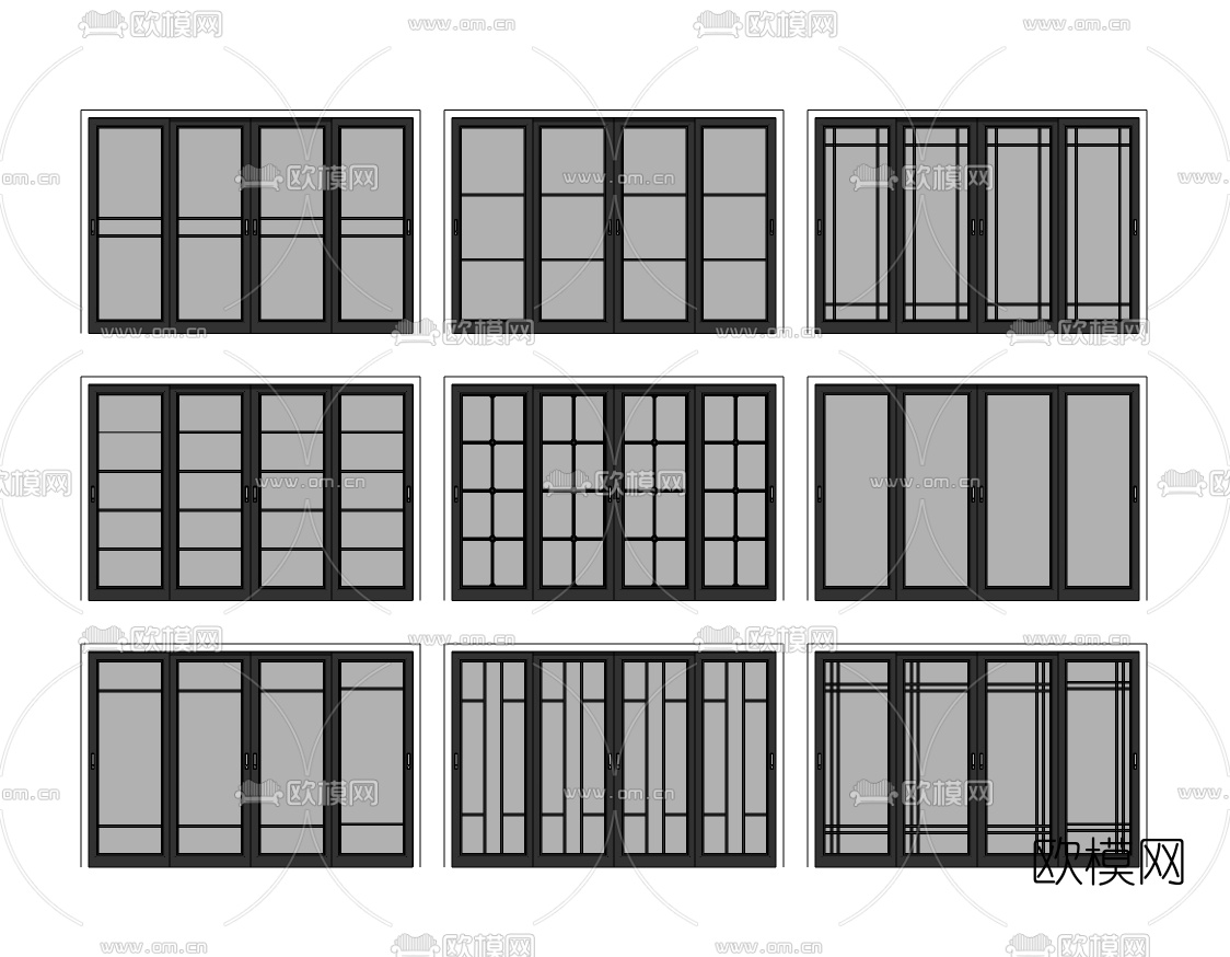 现代玻璃门推拉门su模型下载（渲染图1）