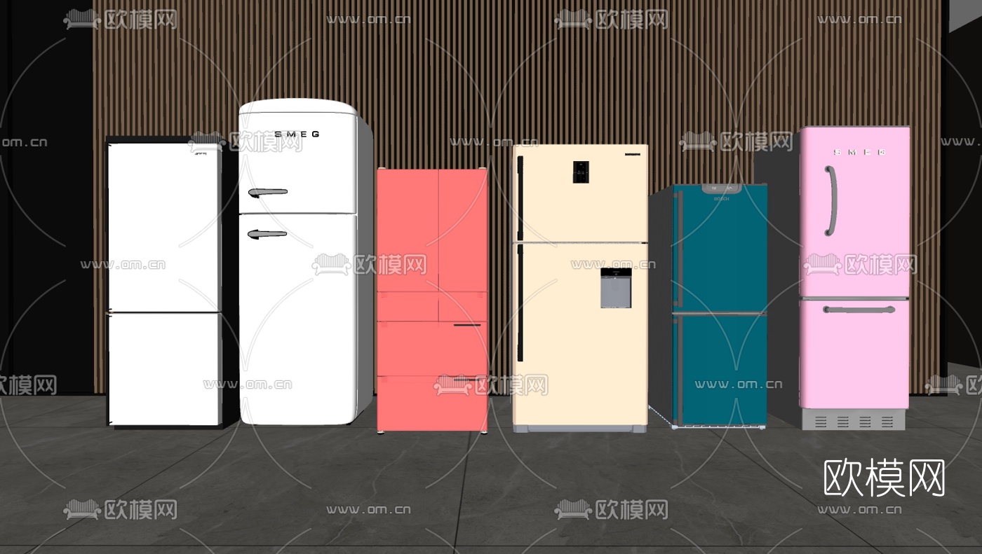 现代单开冰箱su模型下载（渲染图2）