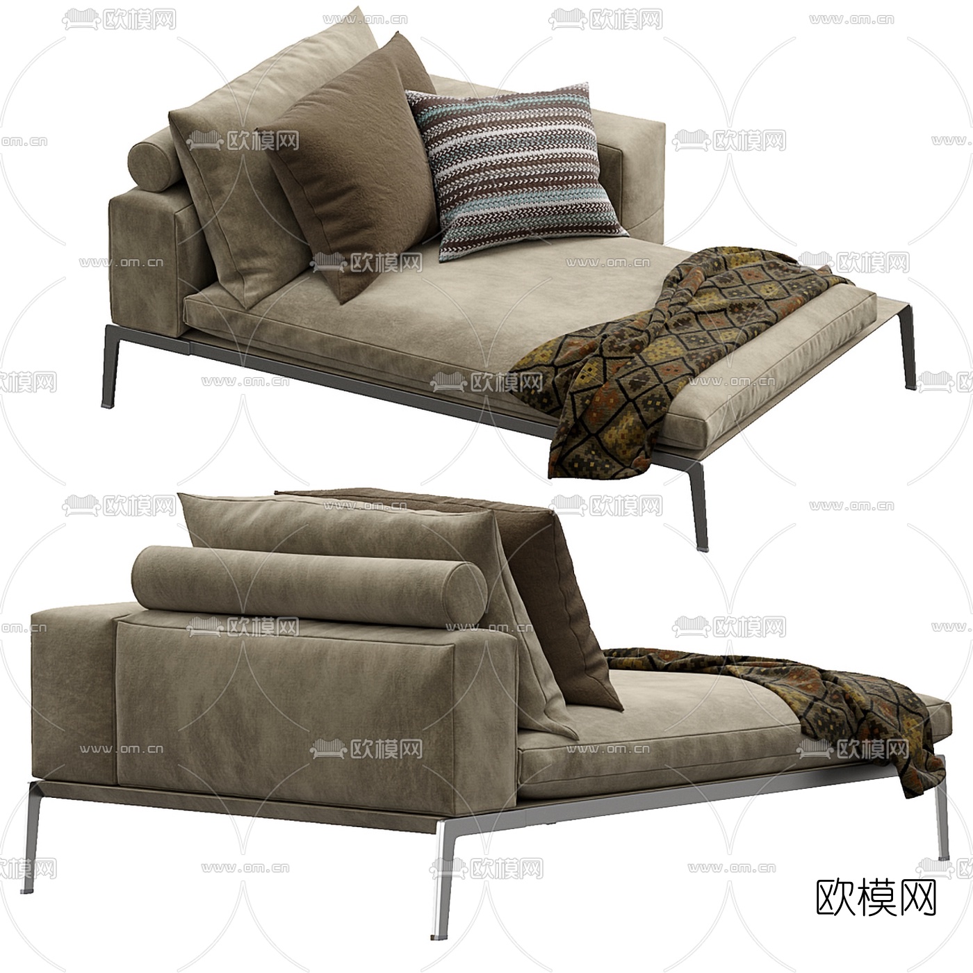 FLEXFORM 布艺贵妃椅3d模型下载（渲染图2）