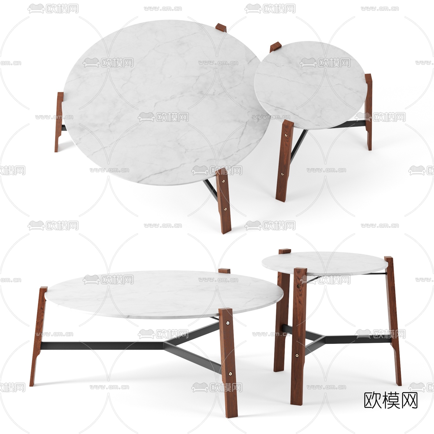 现代大理石圆形茶几3d模型