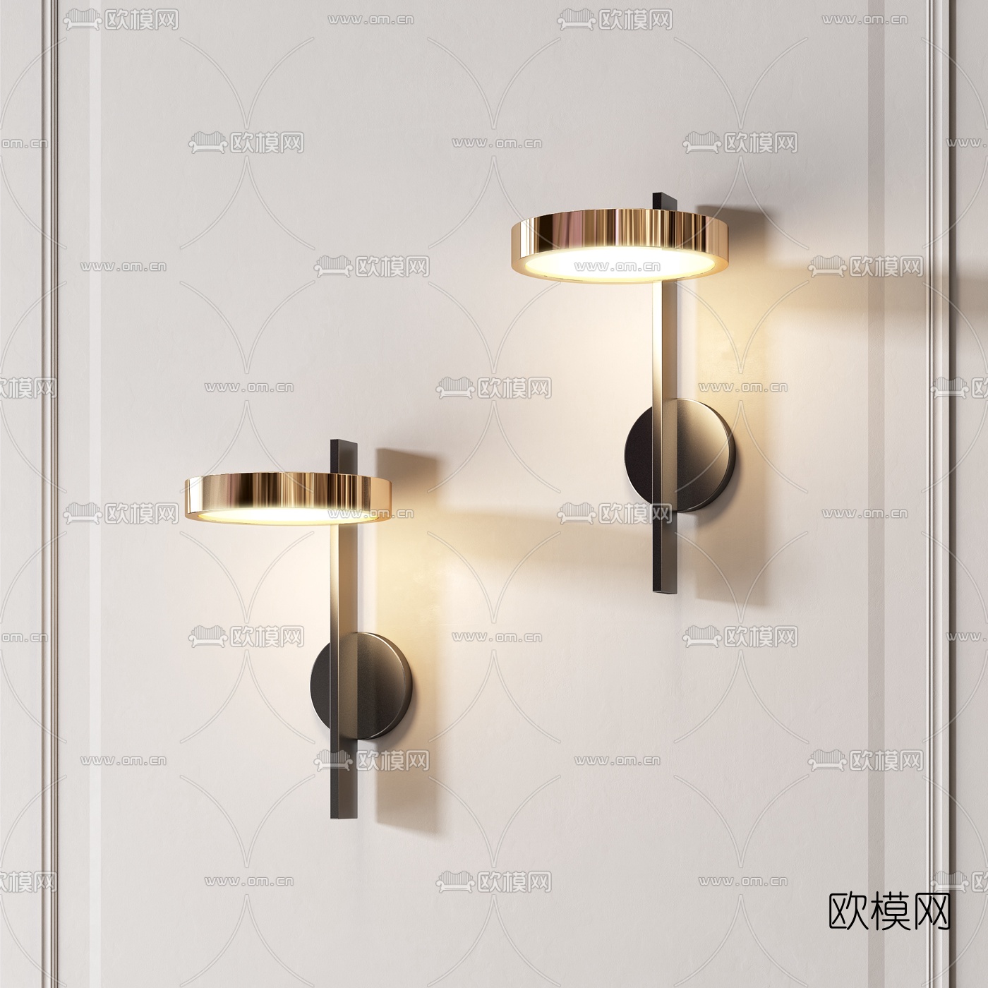 现代创意壁灯组合3d模型下载（渲染图3）