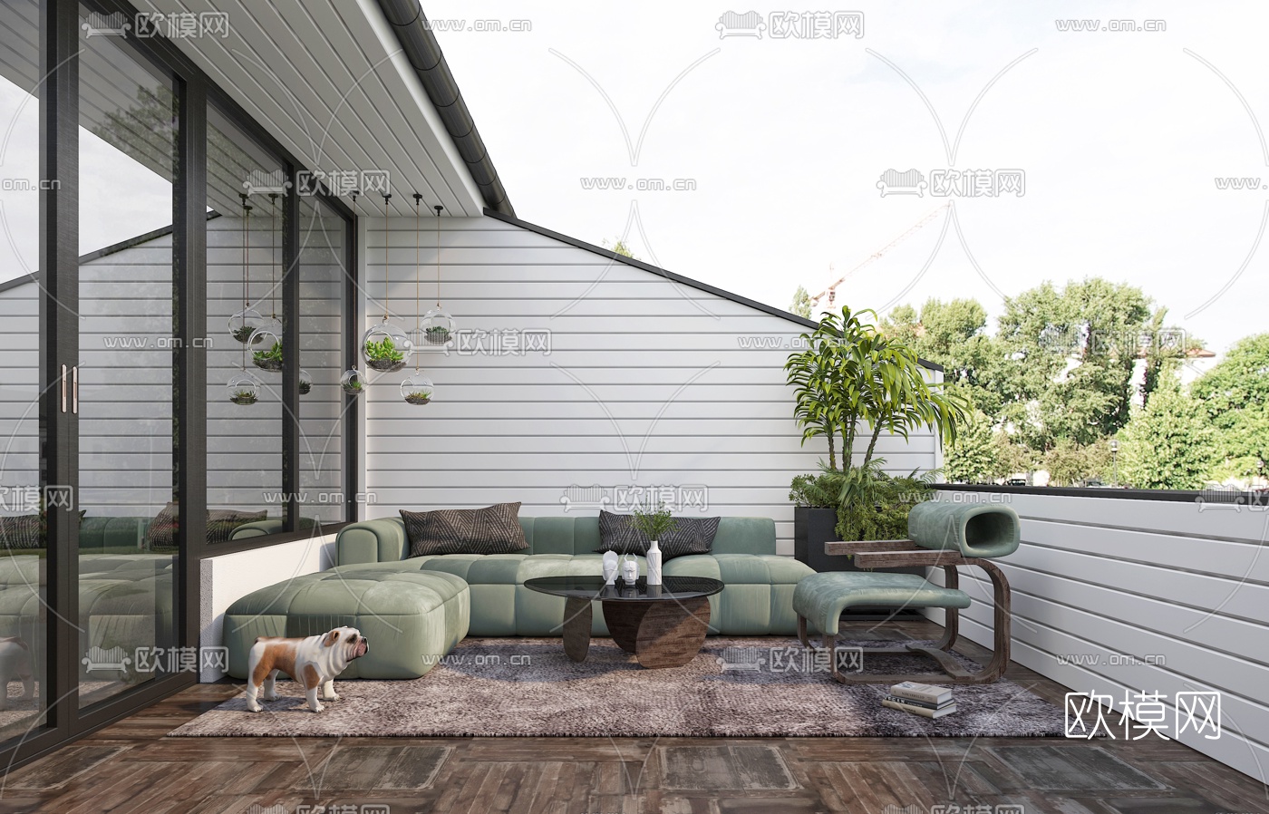 现代露台阳台3d模型下载（渲染图1）