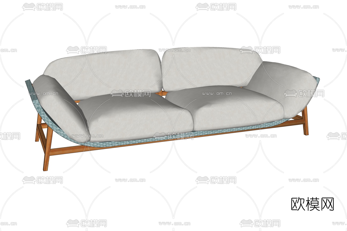 北欧布艺双人沙发免费su模型下载