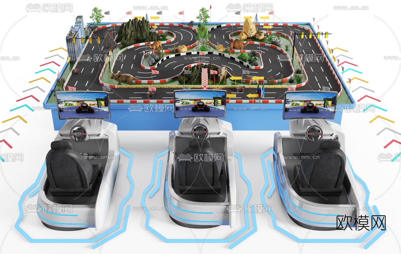 现代VR赛模拟虚拟现实游戏坐椅3d模型下载