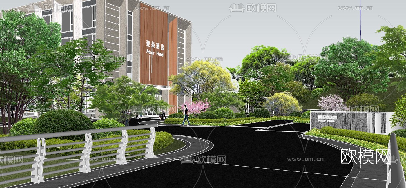 现代商业街su模型