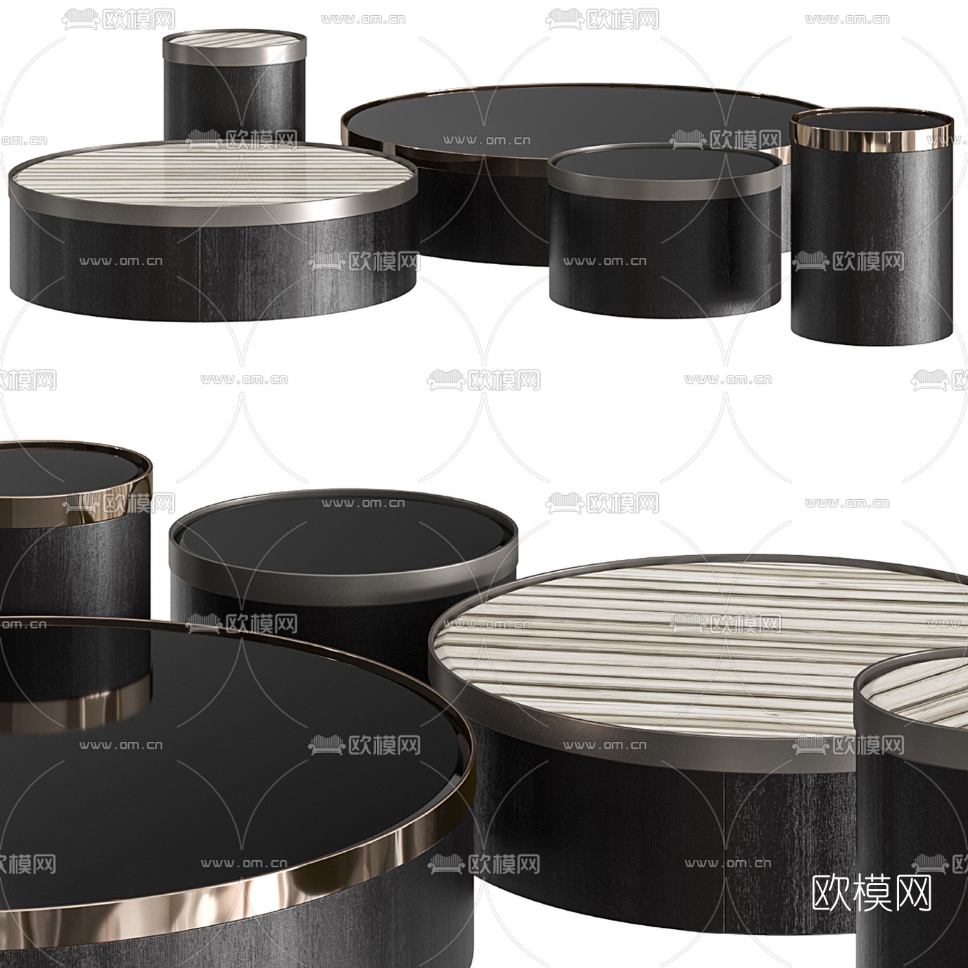 现代茶几圆几3d模型下载