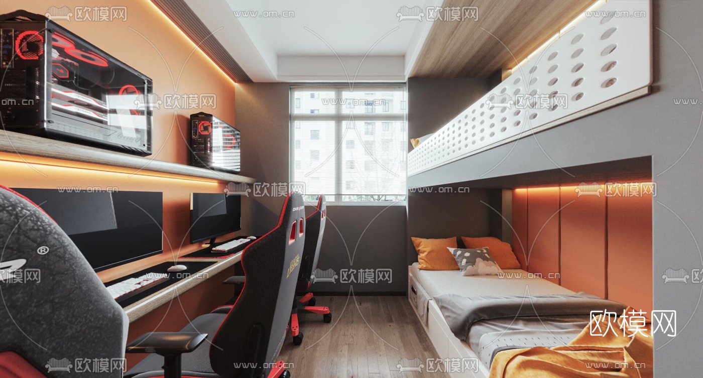 现代电竞酒店客房卫生间cr全景3d模型