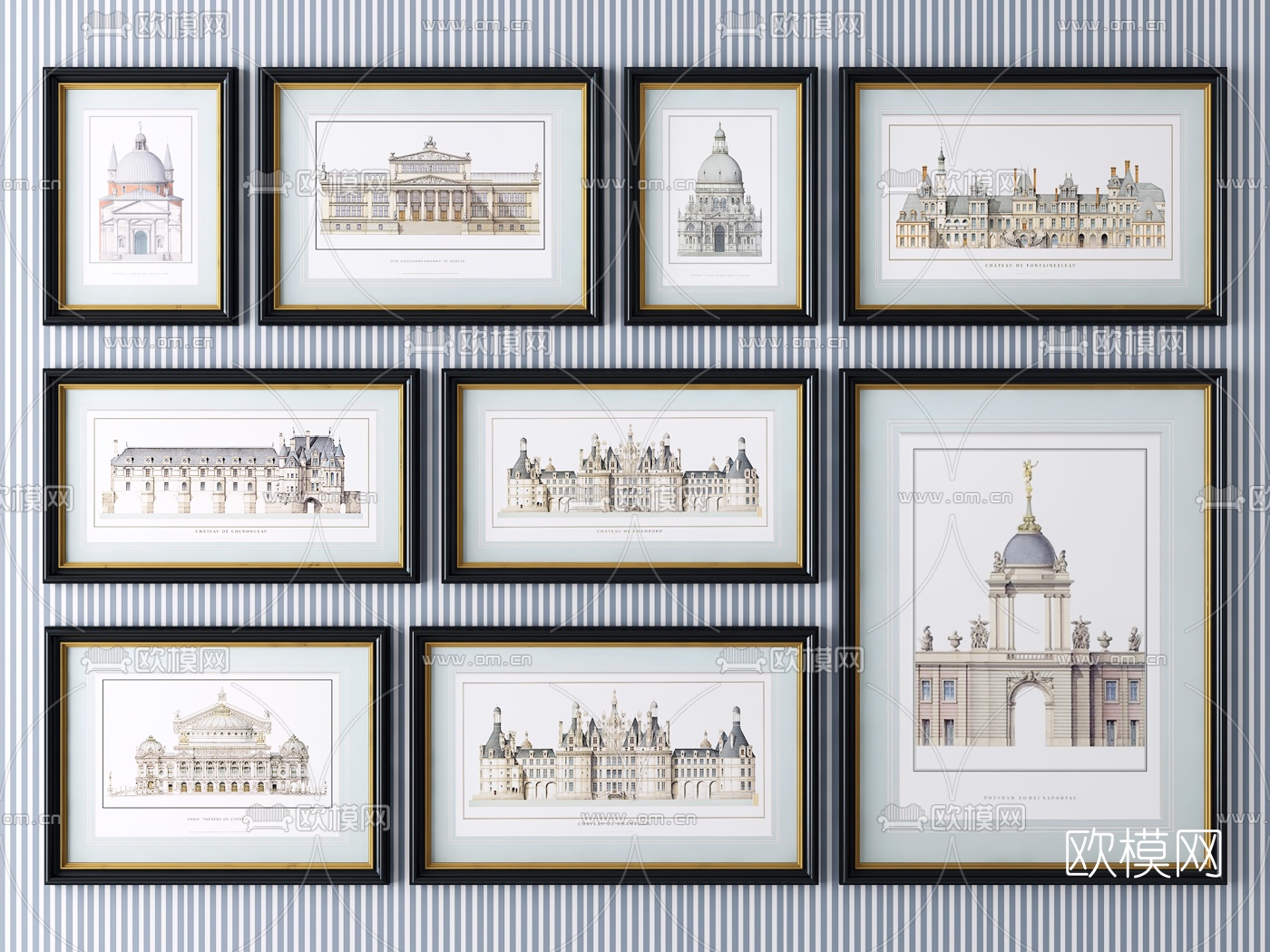 简欧建筑装饰画3d模型下载