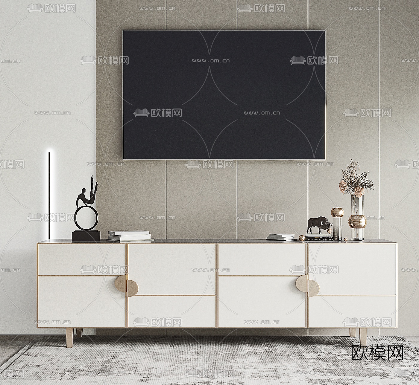 现代轻奢电视柜3d模型下载