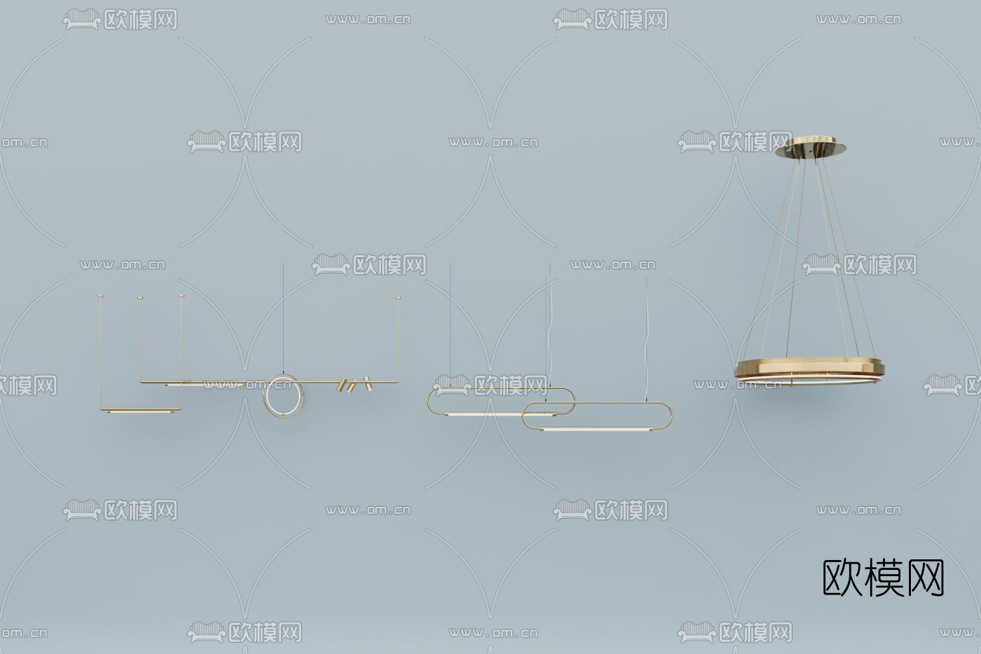 现代轻奢吊灯su模型下载（渲染图1）
