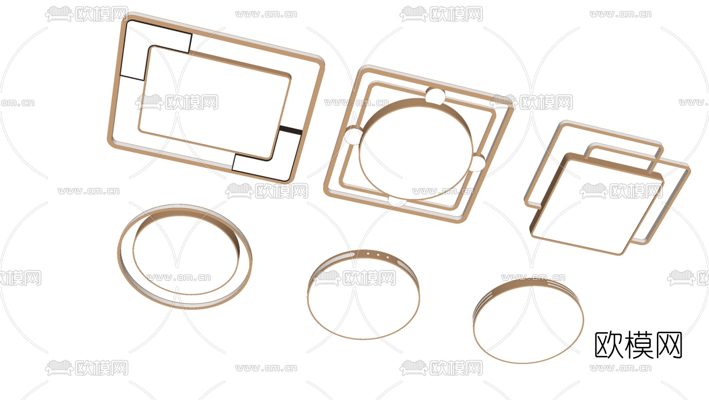 现代吸顶灯su模型下载（渲染图2）