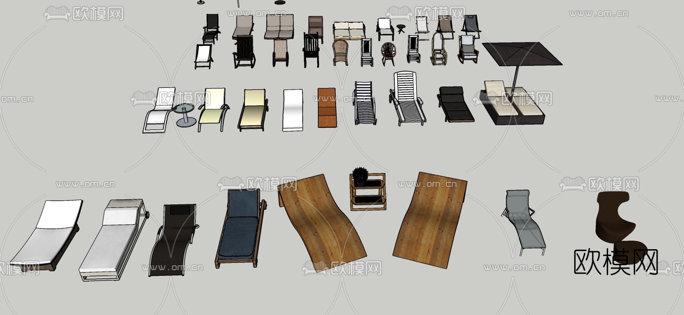 现代户外沙滩椅su模型下载（渲染图3）