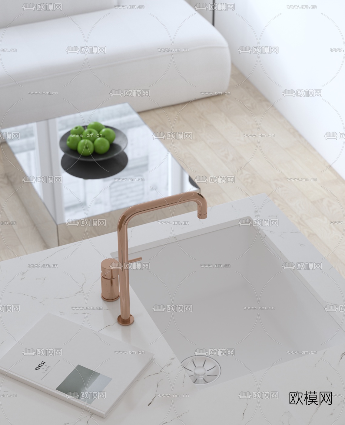 现代简约公寓客厅吧台3d模型