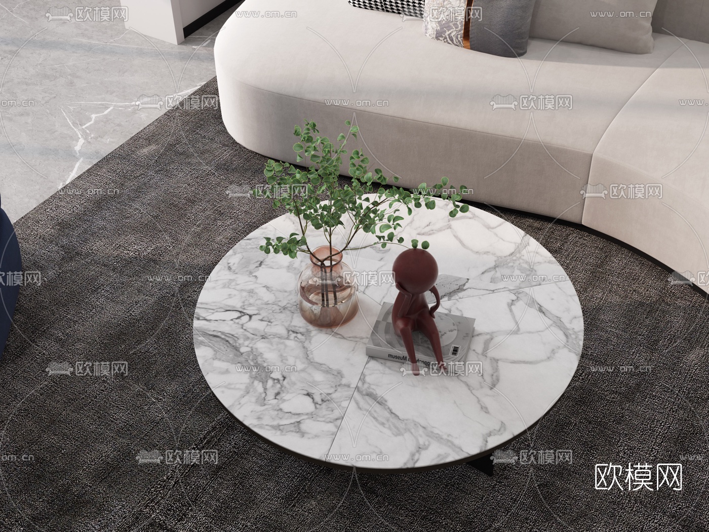 简欧客厅餐厅3d模型