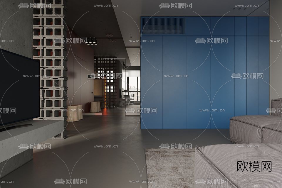 工业风客餐厅3d模型