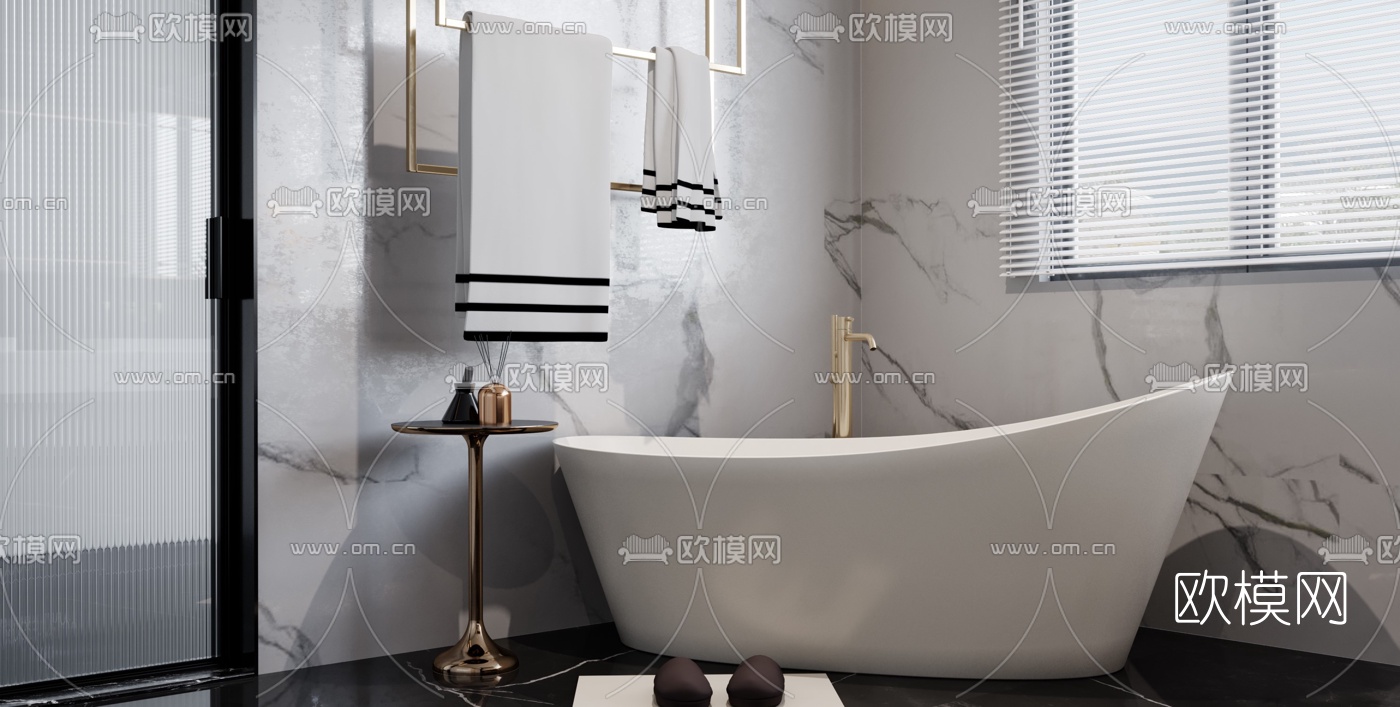 现代卫生间浴室3d模型下载（渲染图4）