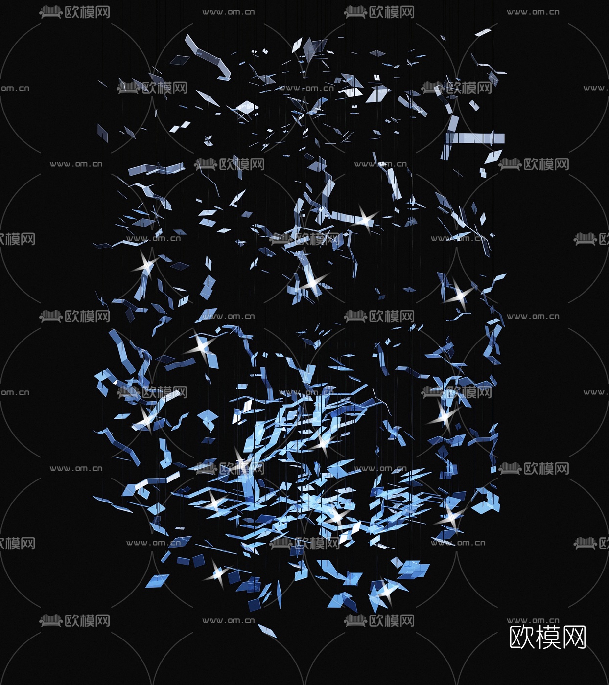 现代水晶装饰吊灯su模型