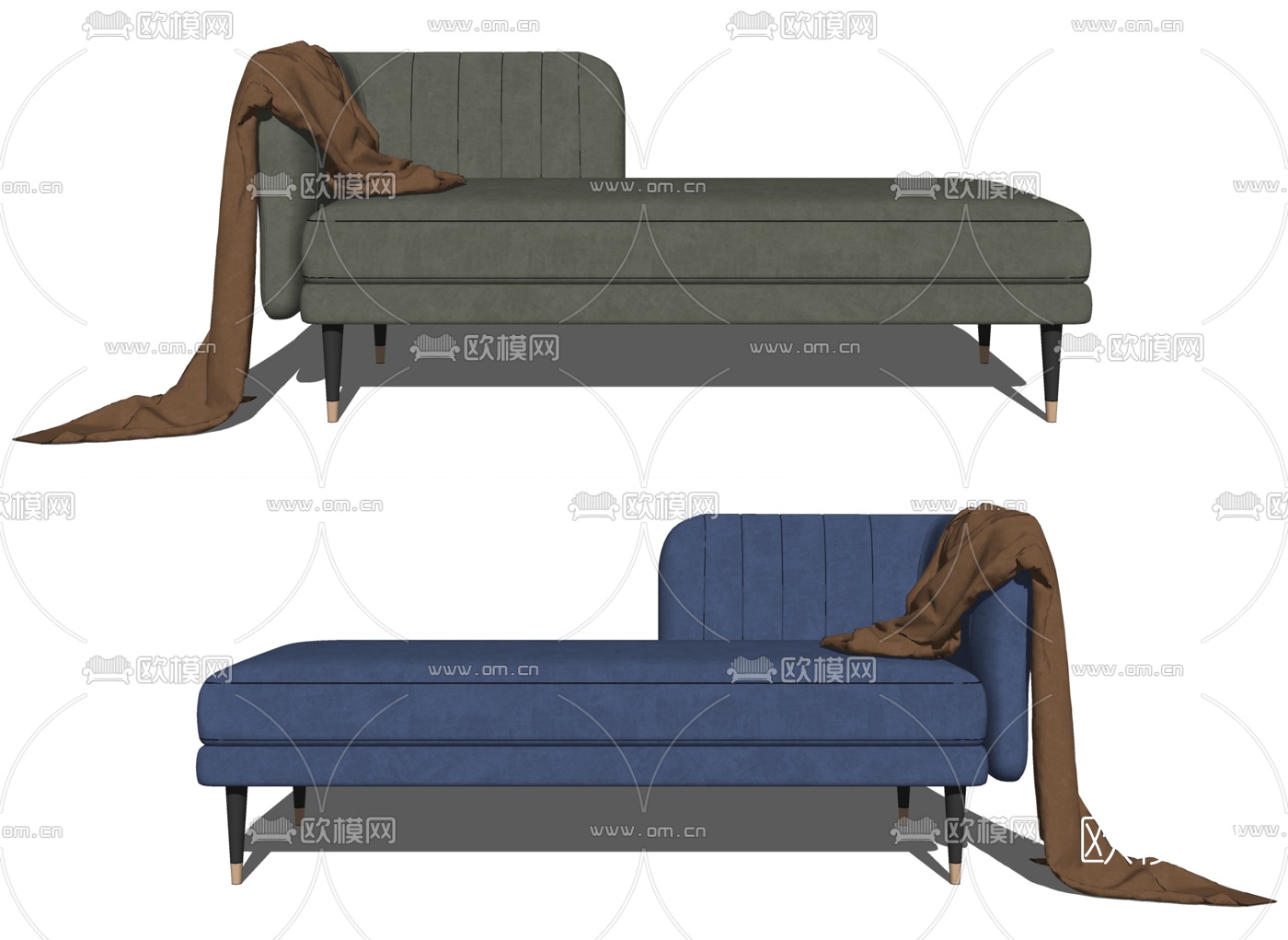 现代布艺贵妃椅su模型下载（渲染图2）