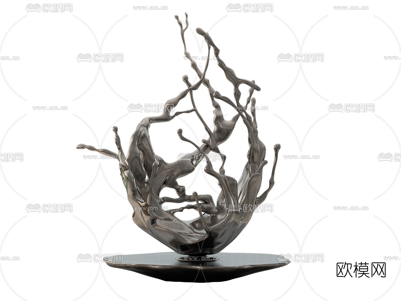 现代艺术水滴雕塑3d模型