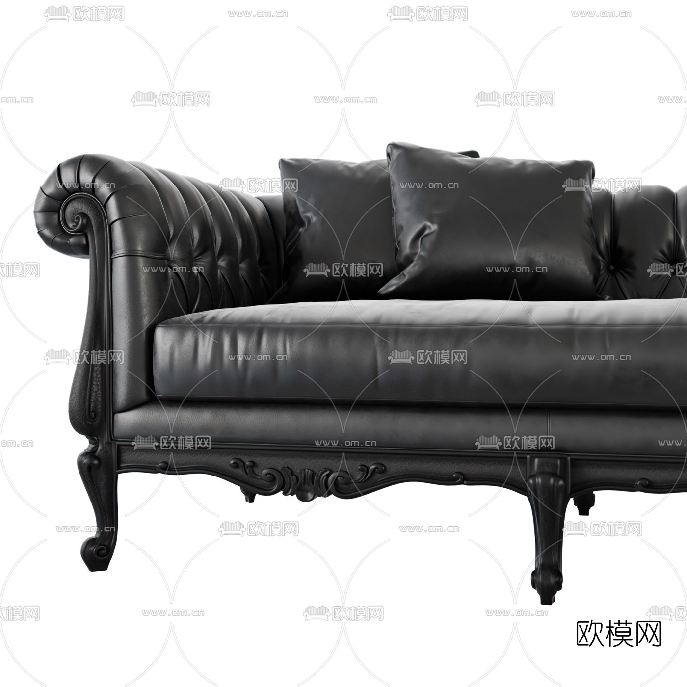新古典皮革双人沙发3d模型下载（渲染图2）