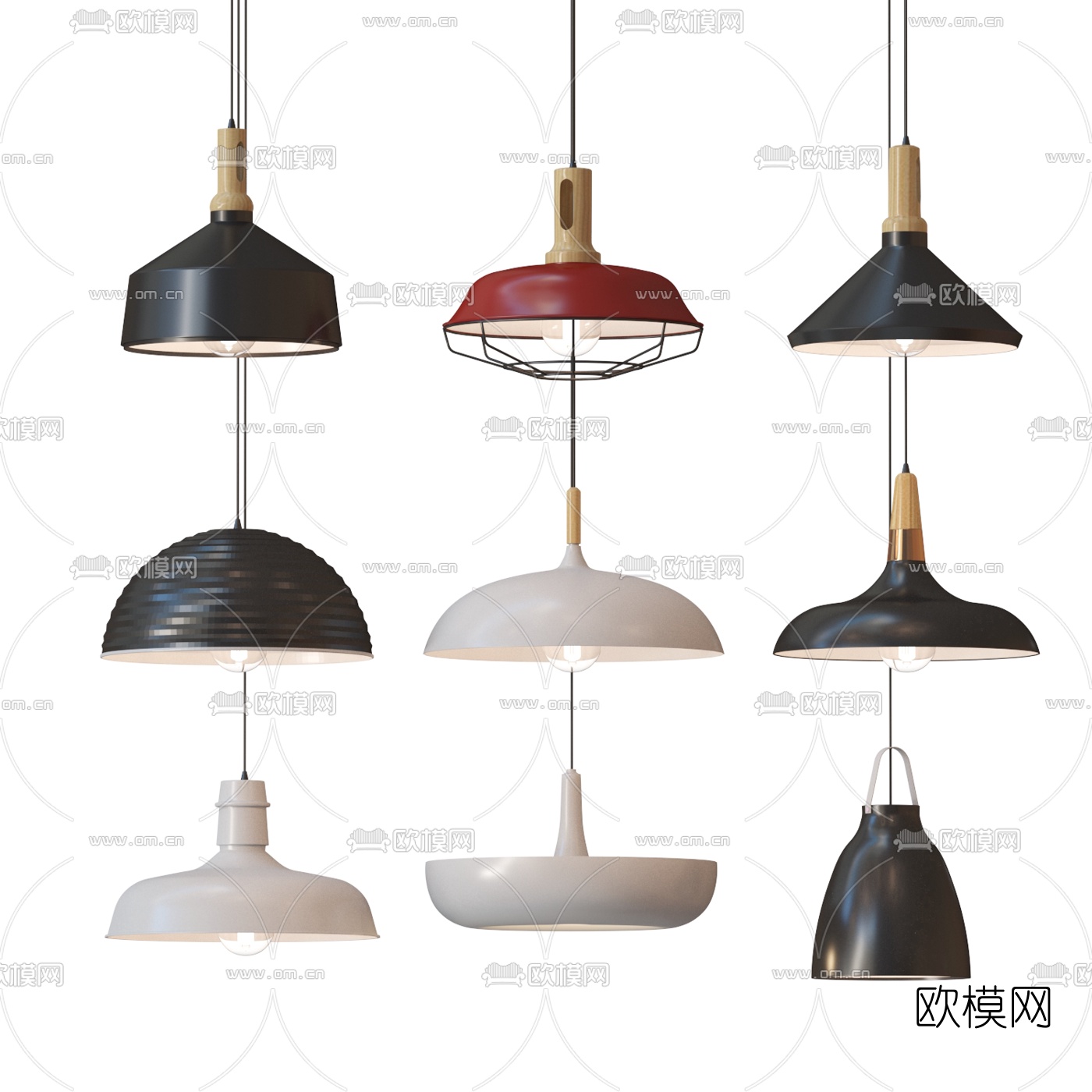 北欧灯罩吊灯3d模型下载