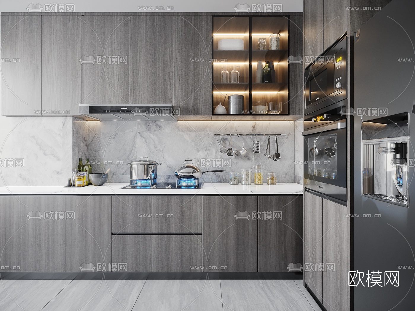 现代厨房橱柜3d模型下载