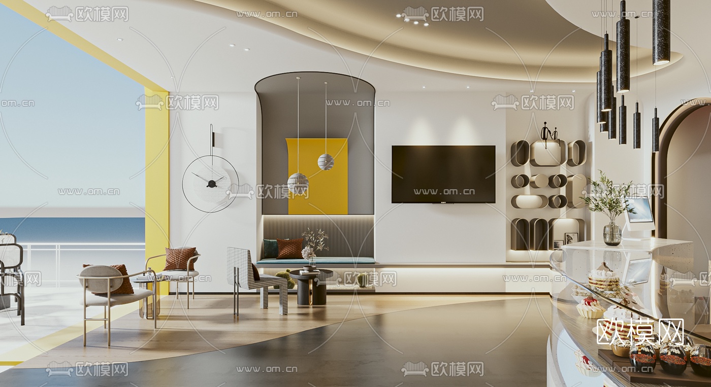 现代甜品店面包店3d模型下载（渲染图4）