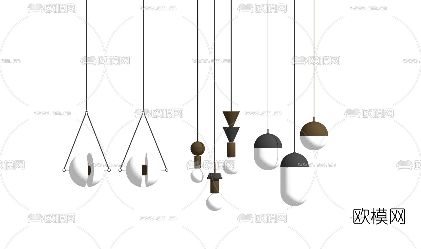 现代金属吊灯免费su模型下载