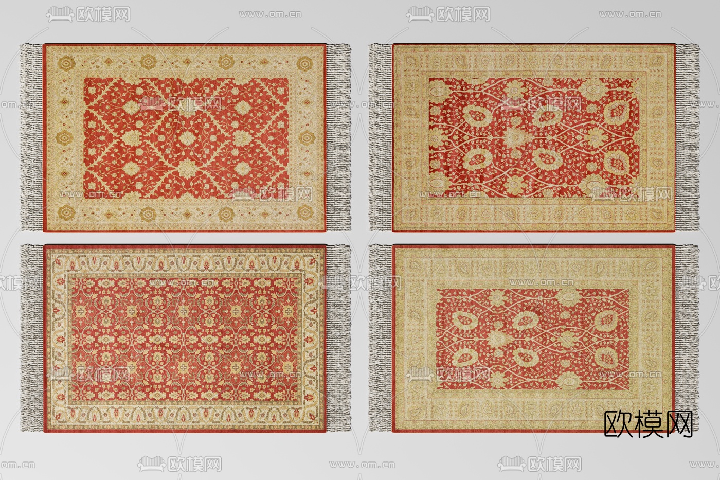 欧式方形布艺地毯3d模型下载