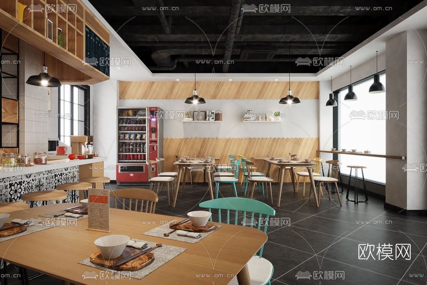 北欧简约快餐店3d模型下载(渲染图1)