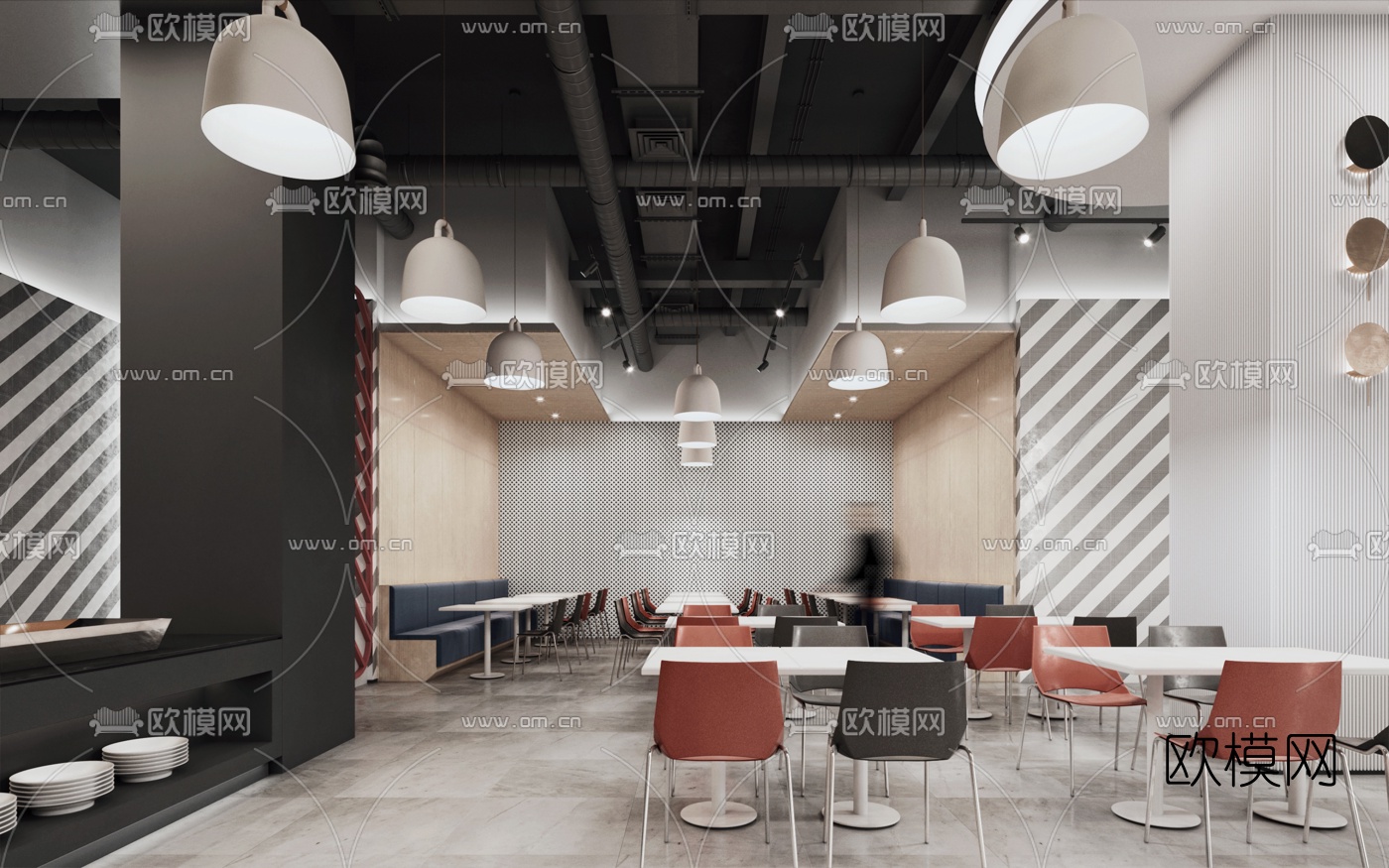 现代极简餐厅3d模型