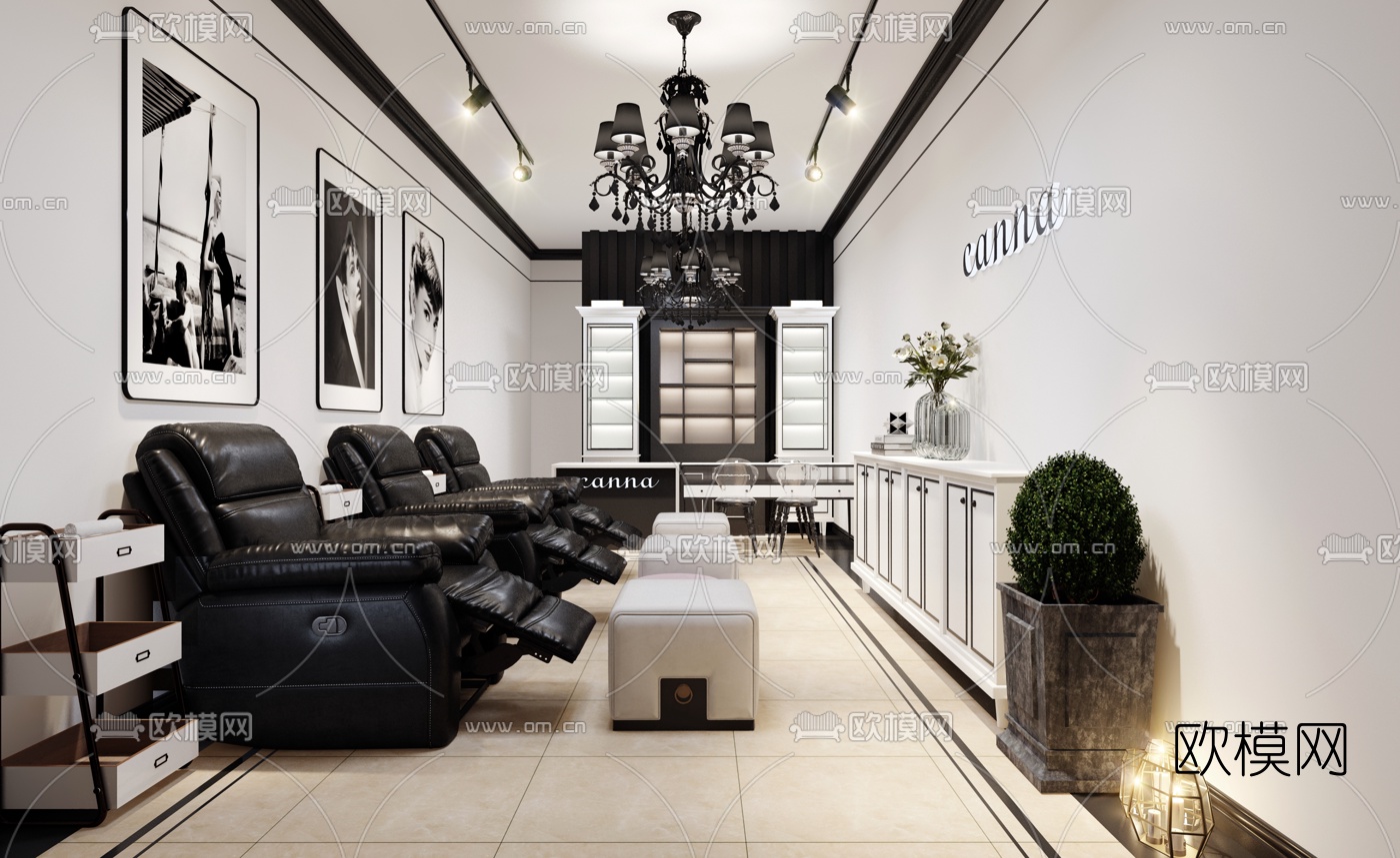 简欧美容美甲店3d模型下载