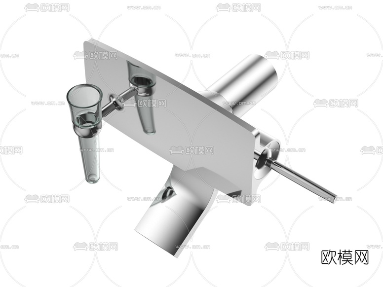 现代壁挂式水龙头开关3d模型下载(渲染图1)