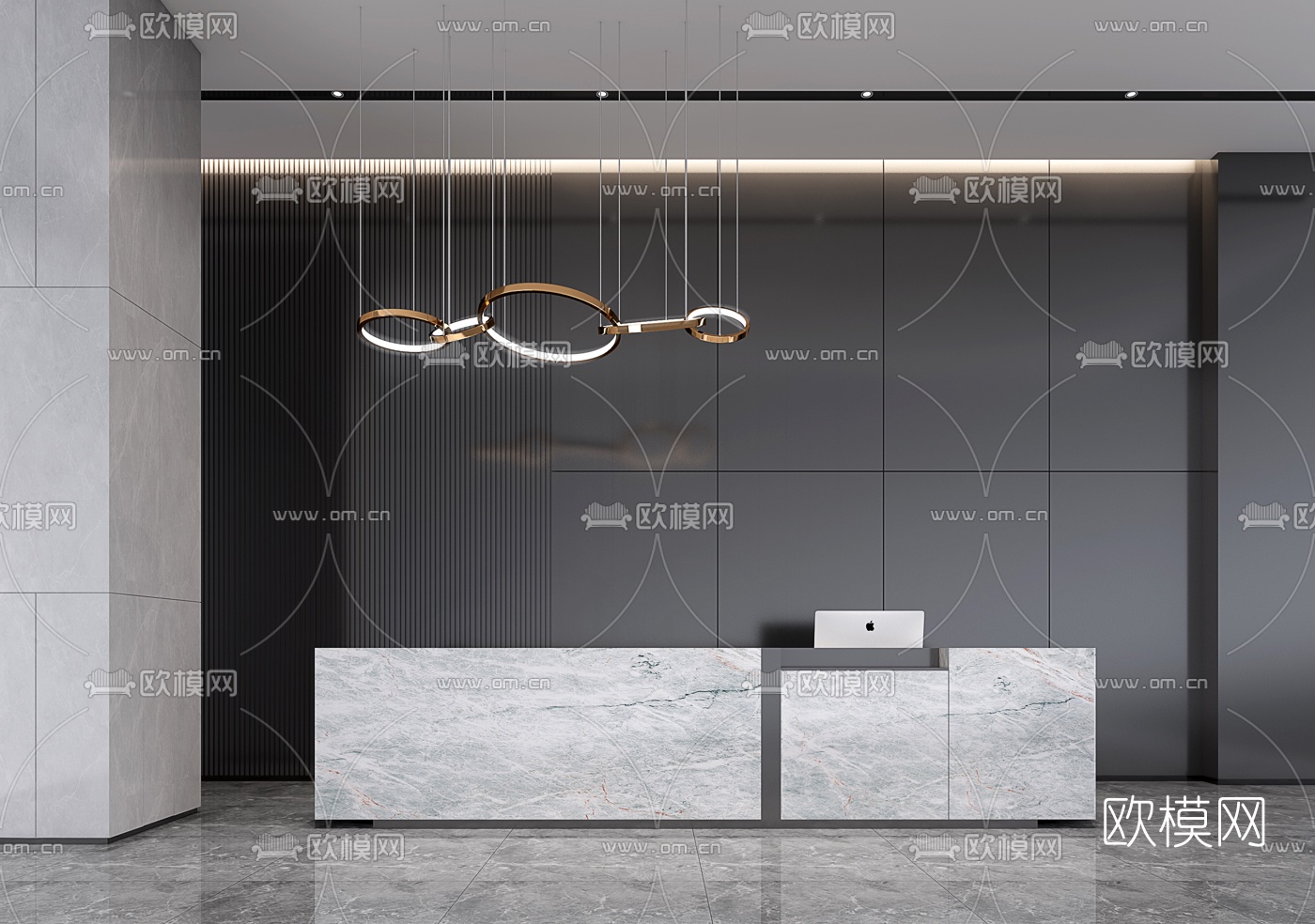 现代大理石前台接待台3d模型下载