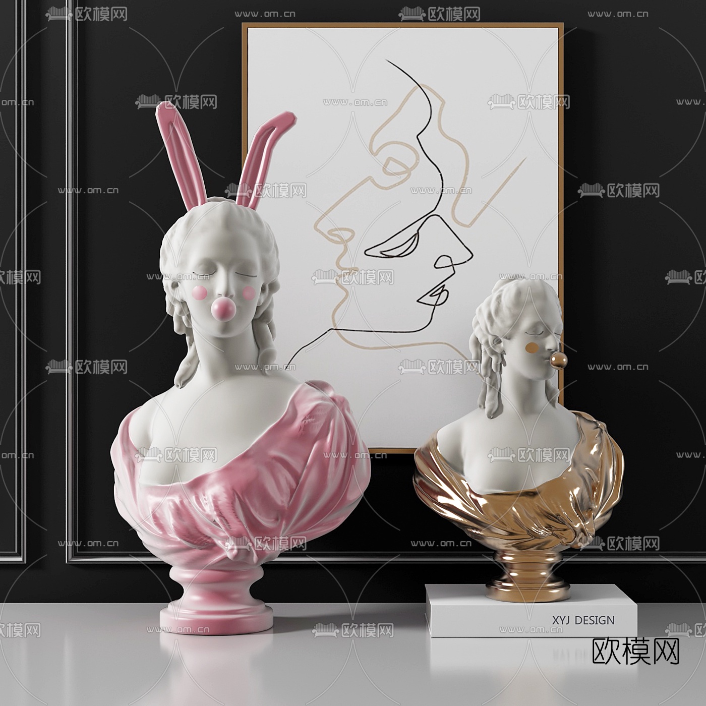 欧式女神石膏像摆件3d模型